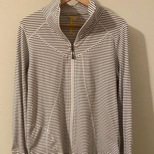 Lole 1/4 Zip Pullover White/Black Striped